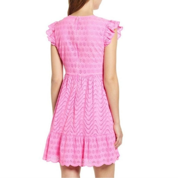 Vineyard Vines Allamanda Pink Wave Floral Eyelet Dress Size 12 - Picture 2 of 11